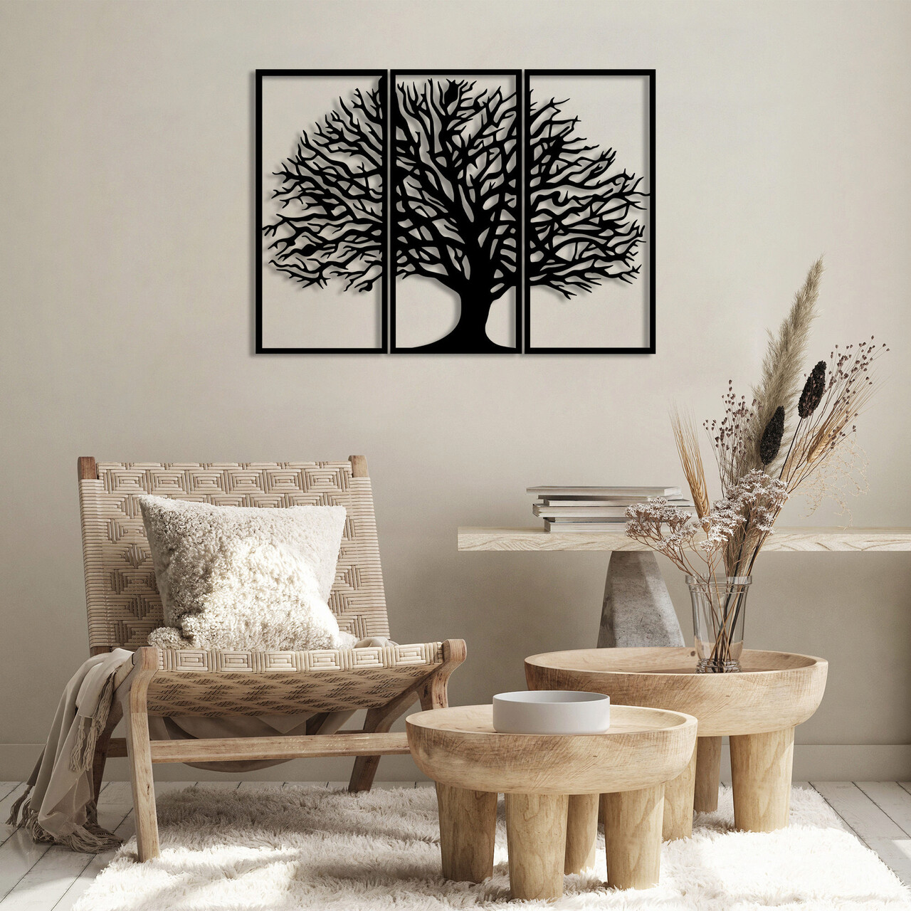 Decoratiune de perete, Monumental Tree, Dimensiuni: 69 x 98 cm, Negru - imagine 7